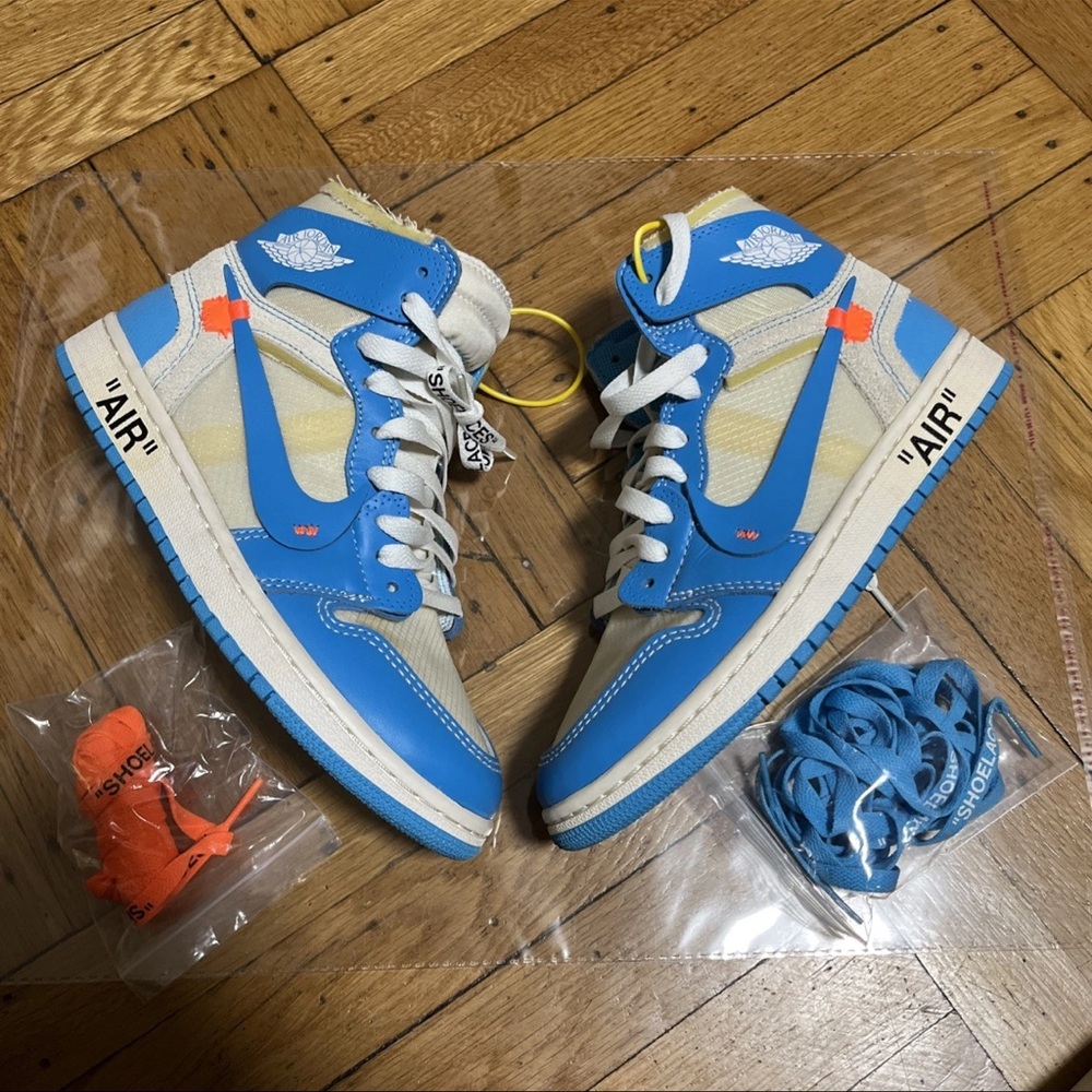 Nike Air Jordan 1 Off White UNC Blue and White High-Top Jordan size 5 M/7 W